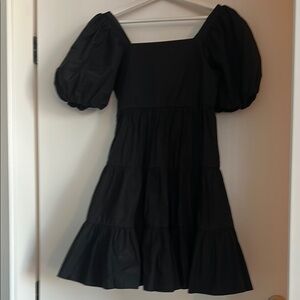 Oak and Fort Black Puff Sleeve Mini Dress